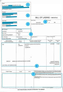 image of ocean house bill of lading 