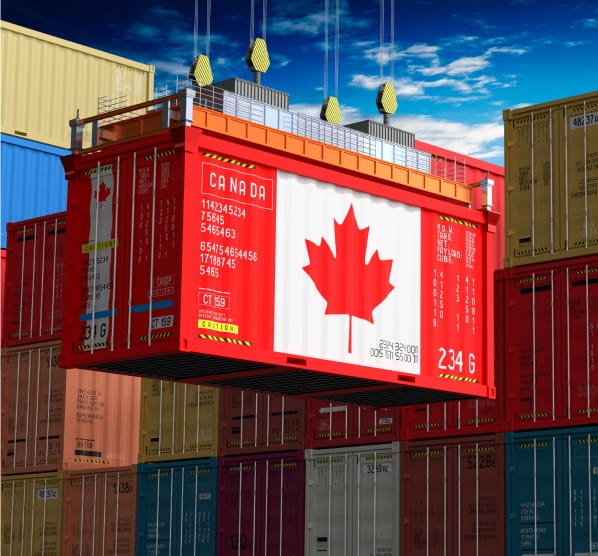 image for a sea freight shipping from china to canada page that shows a container with a canadian flag logo